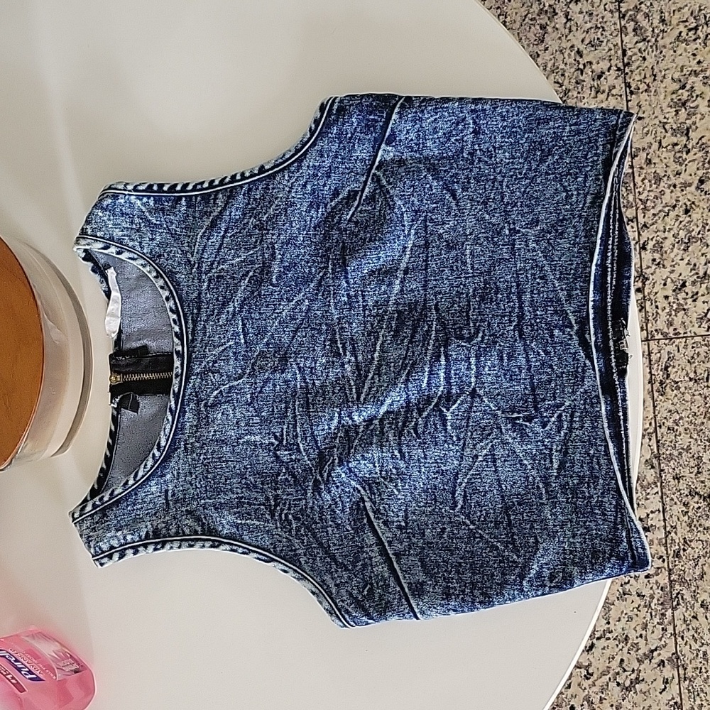 Milkyway, retro debim, acid wash, croptop,size small